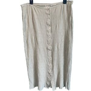 Eddie Bauer Vintage Light Green Plaid Crinkle Skirt Women's 16